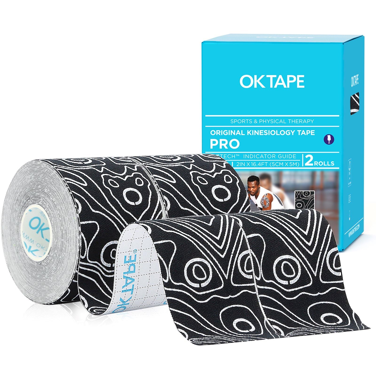 OK TAPE PRO Kinesiology Tape Uncut Roll Elastic Physical Therapy Athletic Tape for Pain Relief Muscle Support Kinetic