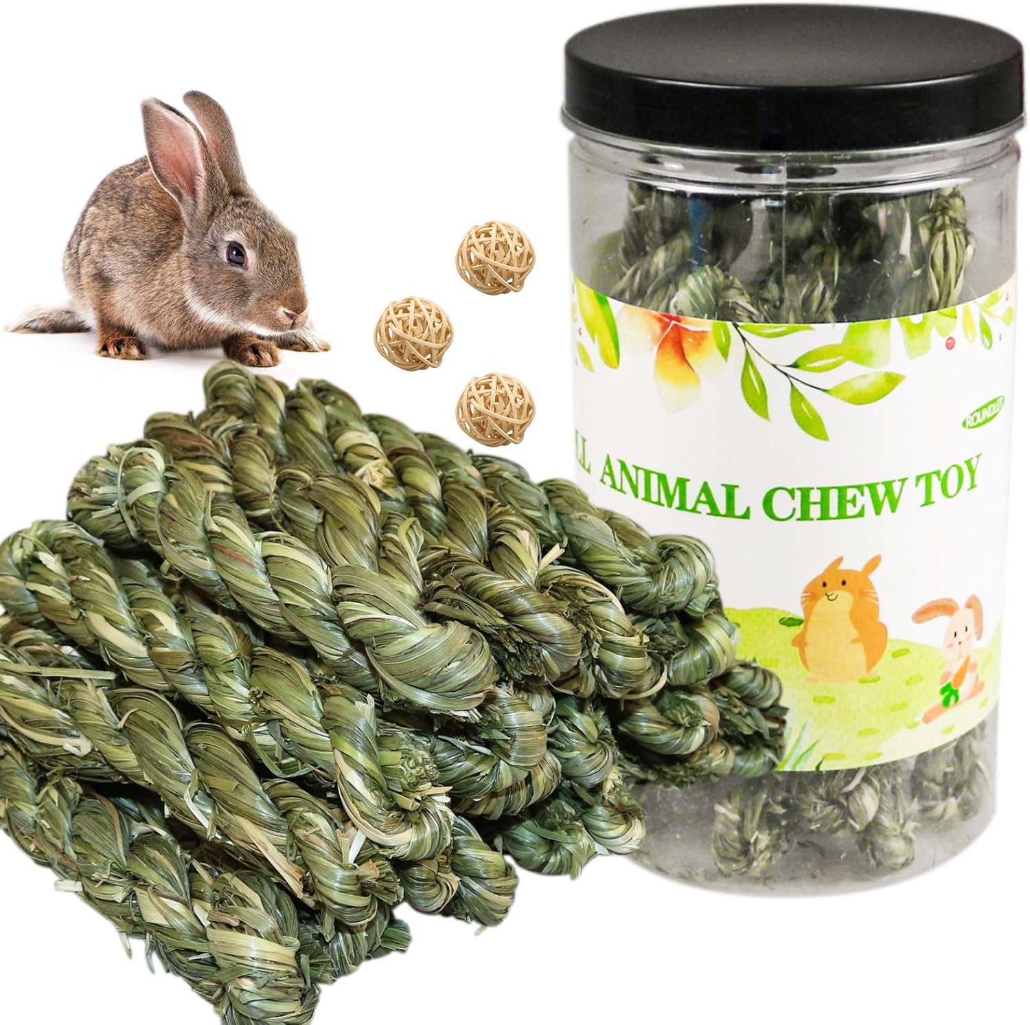 Roundler Rabbit Chew Toys, Small Animal Treats Natural