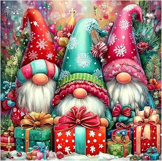 Reivworl Christmas Paint by Numbers Kit for Adults Beginners, Gnome Paint by Numbers, Adult Paint by Number Kits for Gifts and Home Wall Decor 16x16 Inch