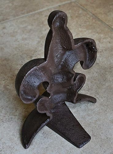 Vista 7 de Lulu Decor, Tope de puerta de flor de lis, hierro fundido, 2 libras, tope de puerta (blanco antiguo)