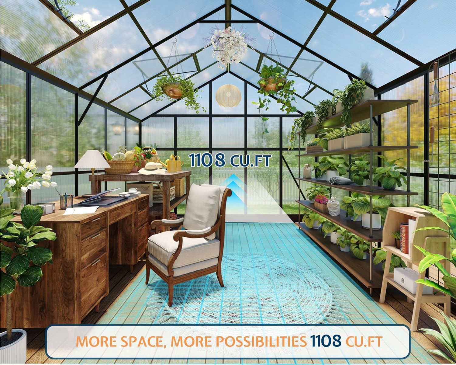 HOWE 10x12x8.4FT Polycarbonate Greenhouse, Heavy Duty Greenhouse for Outdoors with 4 Vent Windows, Black