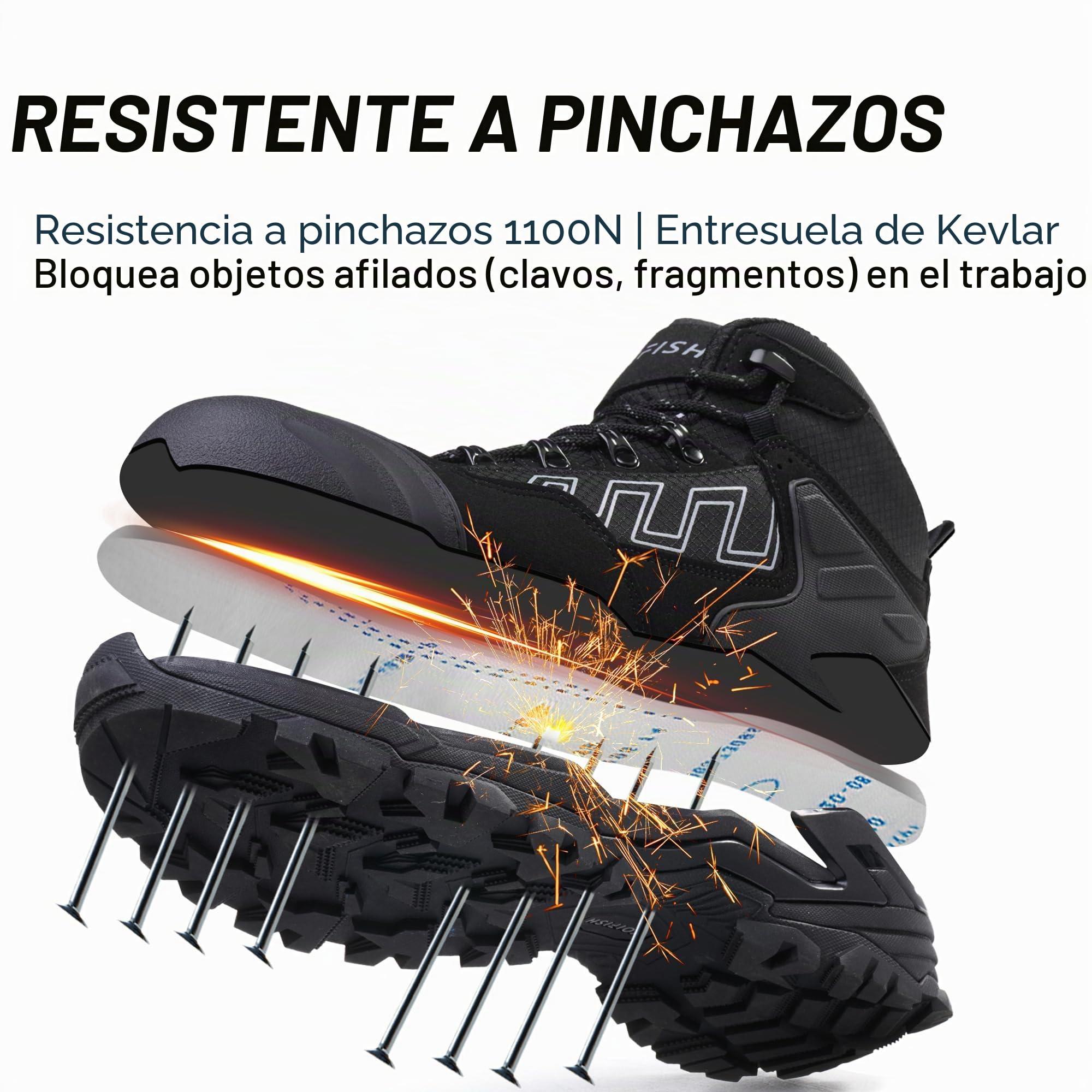 KOIFISH Botas de Seguridad para Hombre Mujer S3 Impermeable Botas de Trabajo Punta Compuesta Antideslizante Antiestático Calzado de seguridad de Caña Alta