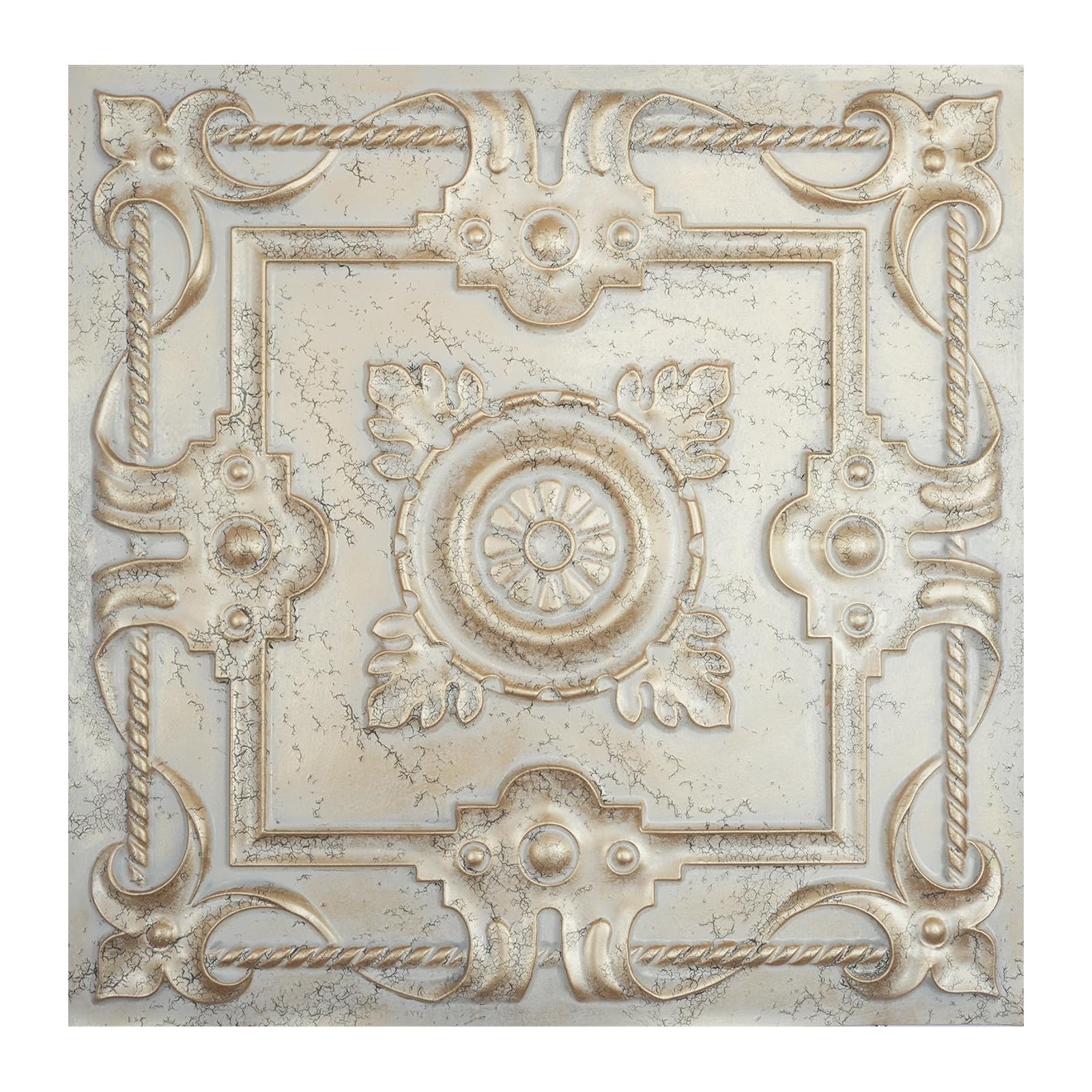 Paintsdecor Distress Crack Champagne Gold Traditional Ceiling Tiles, Embossed Wall Panels, For Flower Boutique Pl29 10Tiles/Lot (Distress Crack Champagne Gold)