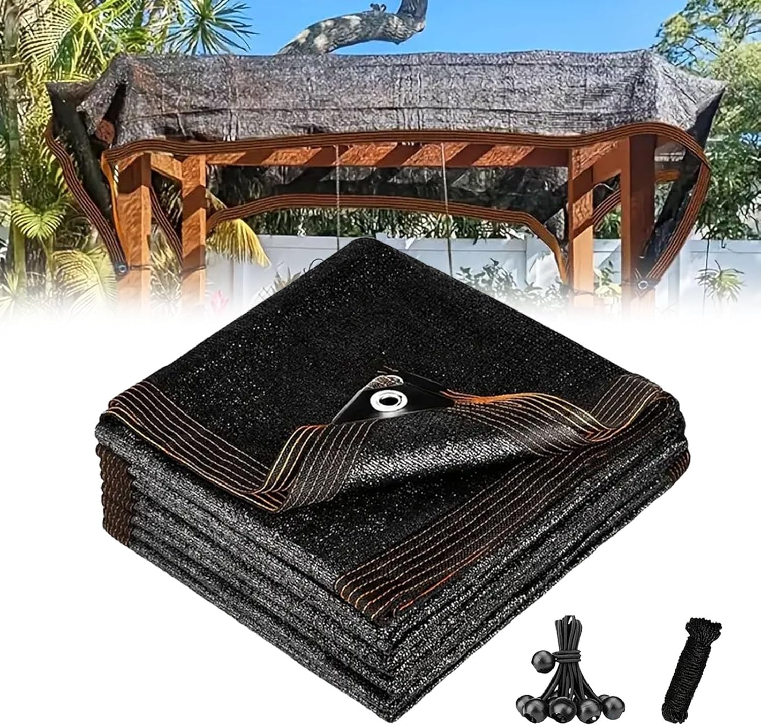 UV-Blocking Black Shade Cloth 18x29 FT - Durable Mesh Tarp with Grommets for Gardening, Greenhouse, Patio, Chicken Coop & Tomato Plant Protection