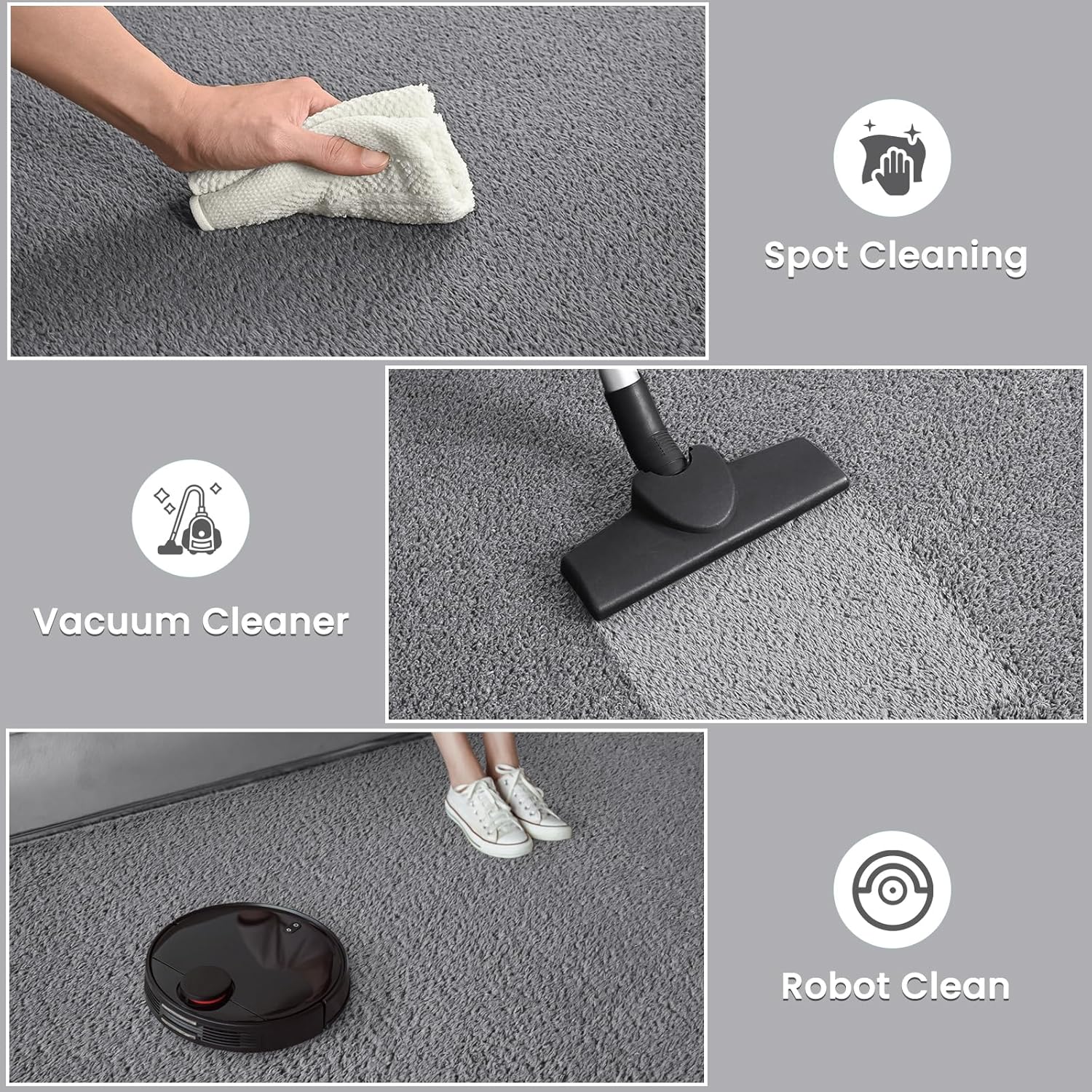 Nuttumico 2x6 Feet Rug Runners for Hallways, Grey Area Rugs for Living Room Bedroom, Washable Non-Slip Entryway Carpets for Kitchen Nursery Dorm Kids Room Home Decor, Soft Modern Indoor Throw Rugs