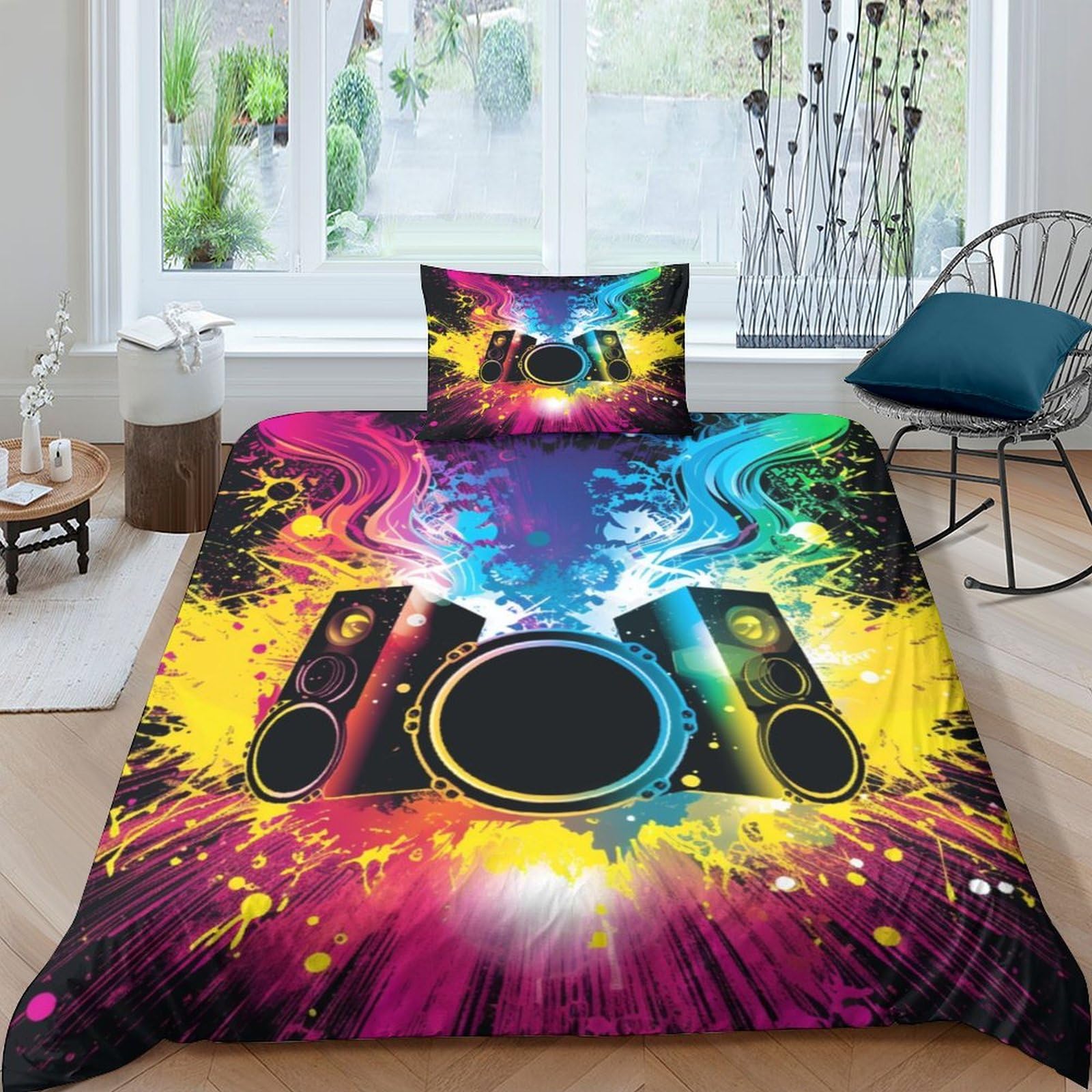 Housse de couette 135x200 cm en microfibres ultra douce avec ses taies d'oreiller pour lit simple