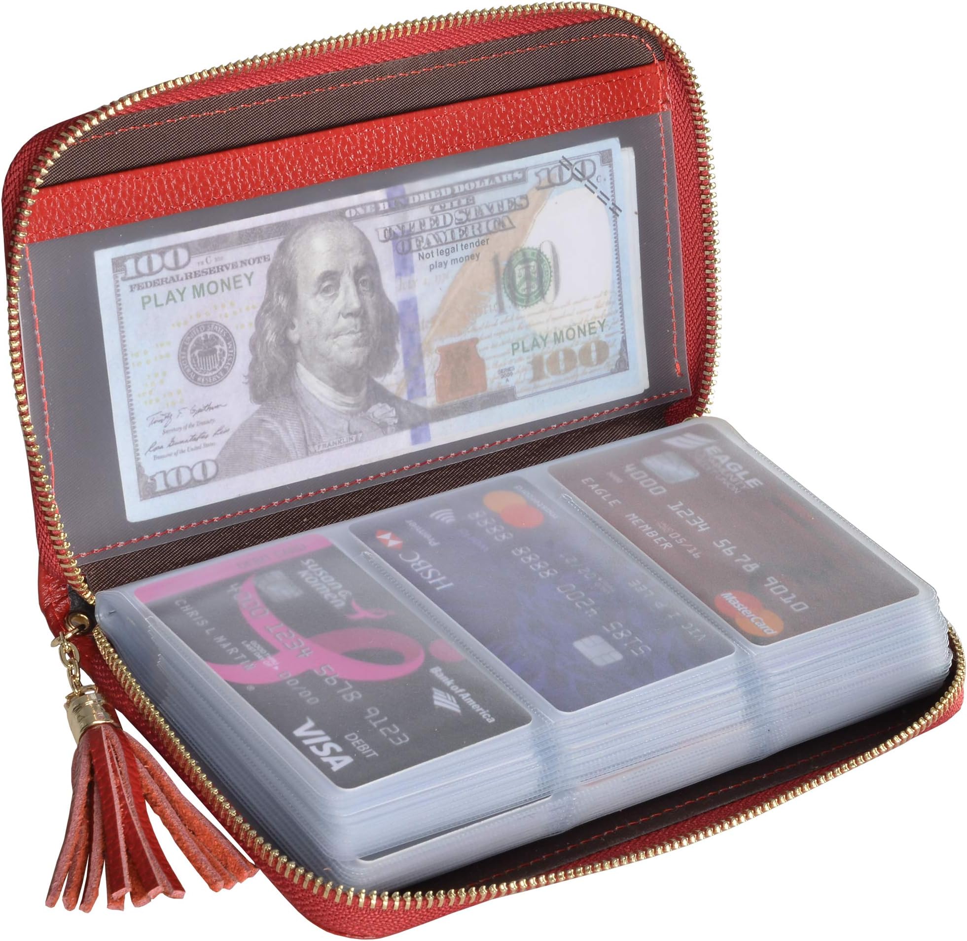 Credit Card Holder Wallet Womens Zipper Leather Case Purse RFID Blocking