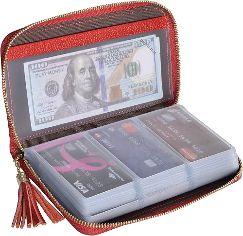 Easyoulife Credit Card Holder Wallet Womens Zipper Leather Case Purse RFID Block