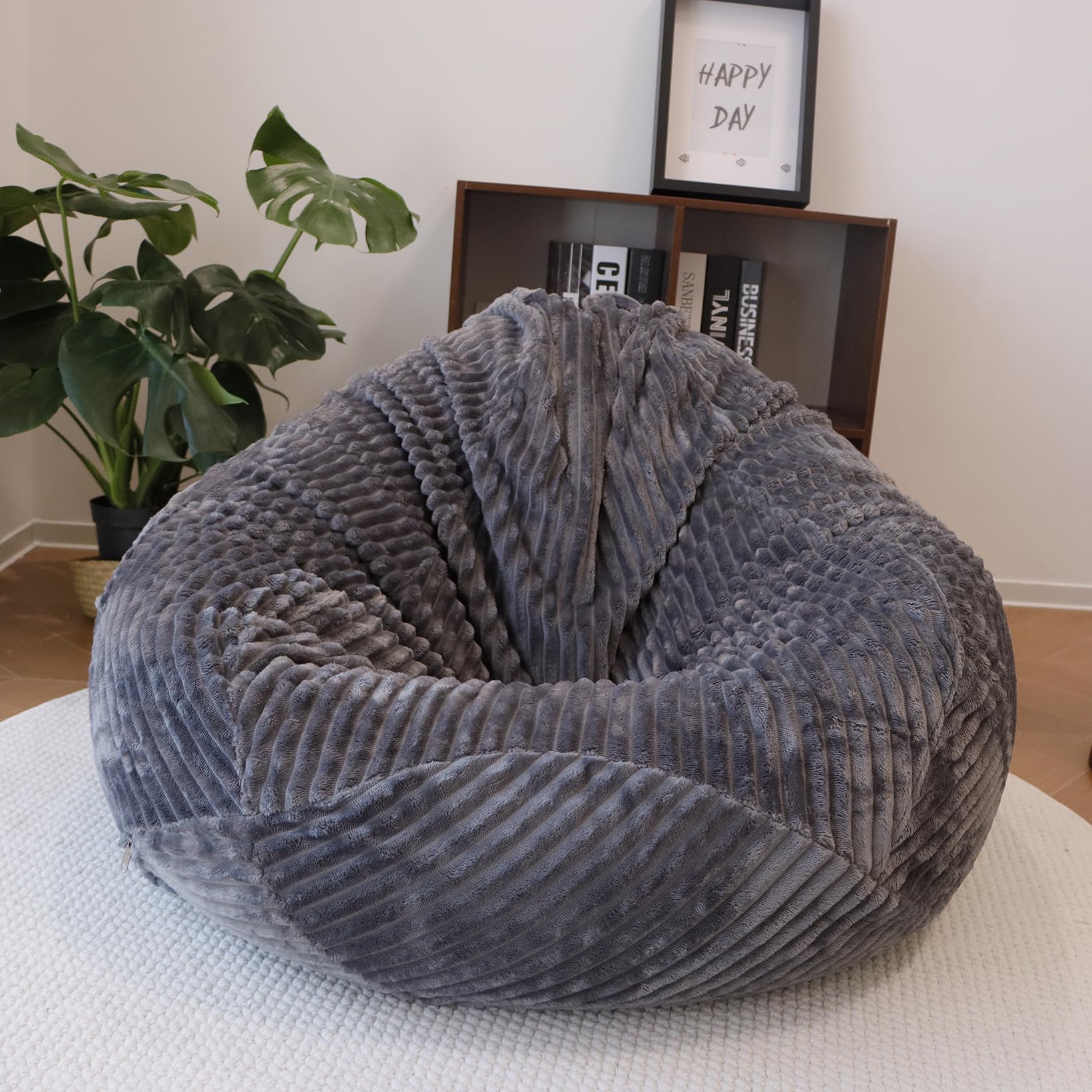 lygooh No filler Fluffy Bean Bag Cover Large Stuffed Storage Covers 5 ft