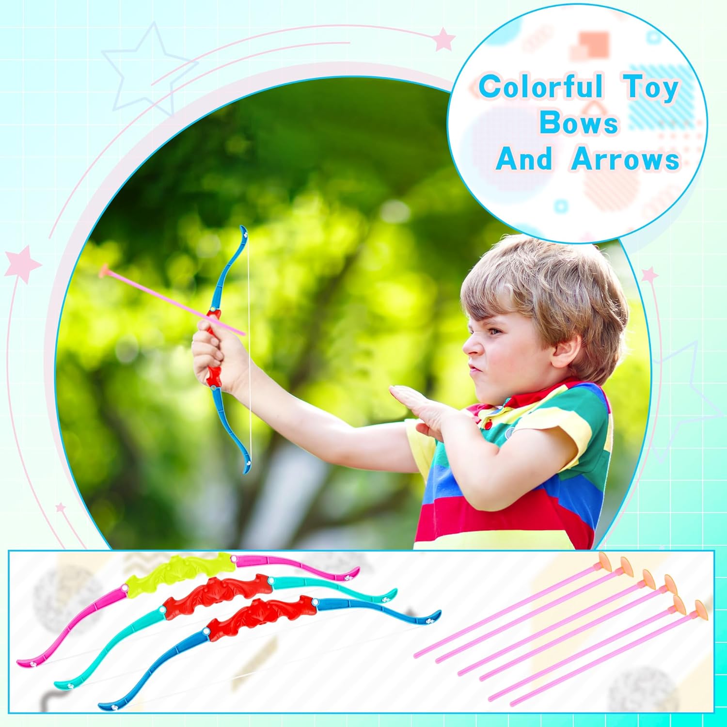 12 Pack 36 Pack Kids Bow and Arrow Mini Bow Arrow Toy Plastic Archery Shooter Game for Boys Girls Outdoor Sport Game