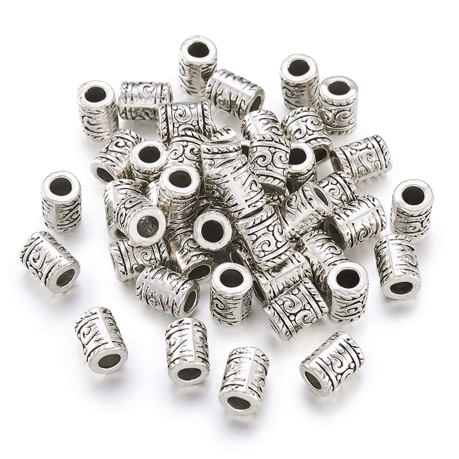 Lot De 50 Perles Intercalaires Bicônes En Laiton Argenté (argent Tibétain) 5x4 Mm