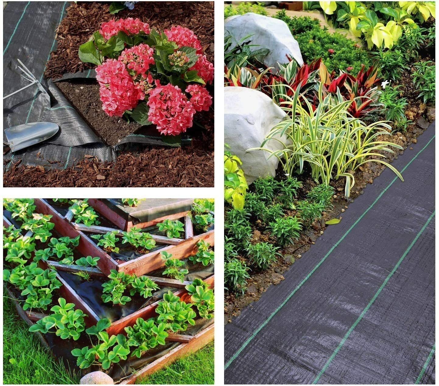 Tela de barrera de malas hierbas resistente de 6 x 50 pies, cubierta de suelo de 3.2 onzas, tapete de jardinería, tela geotextil tejida para base, tela comercial para entrada