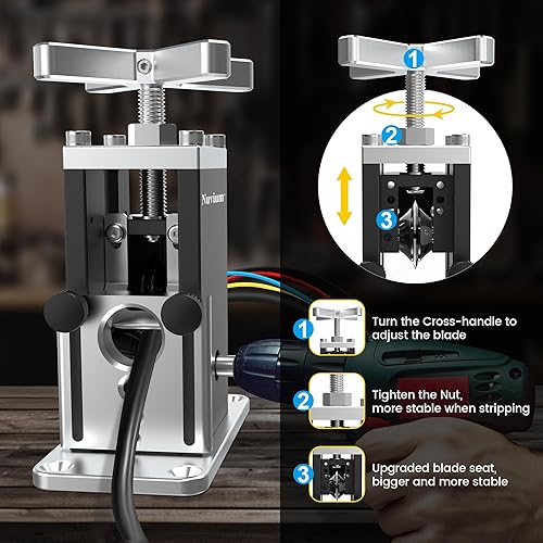 Miniatura 5 de Máquina pelacables mejorada con taladro, pelado de alambre de calibre 18 a 250 MCM, herramienta de reciclaje de alambre de cobre de chatarra de