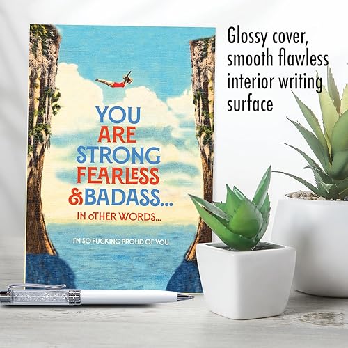 Miniatura 5 de NobleWorks - 1 tarjeta de felicitación inspiradora - Cita motivacional vintage para adultos, papelería clásica para mujeres - Strong and Fearless