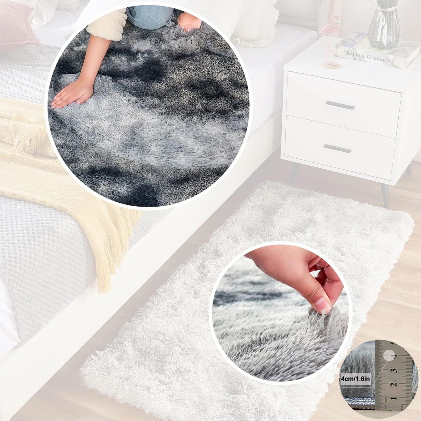 Tapijt Voor Woonkamer Vloerkleden 200 x 250 cm Zacht, Pluizig, Hoogpolig, Modern, Pluche, Antislip Pluizig Zacht Tapijt Vloerkleed Rechthoekig Voor Woonkamer, Slaapkamer, Grijs