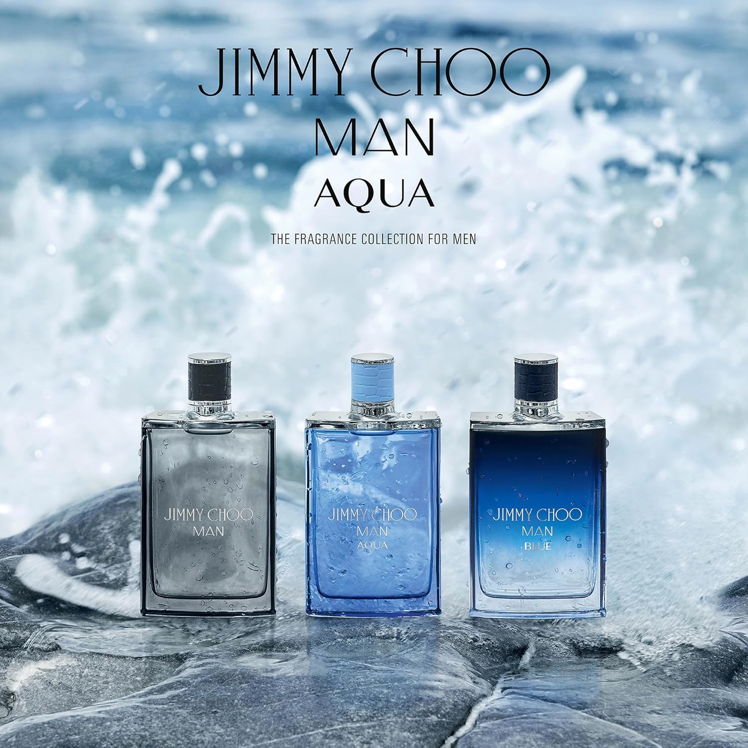 men's cologne close-up of Jimmy Choo Man Aqua bottle