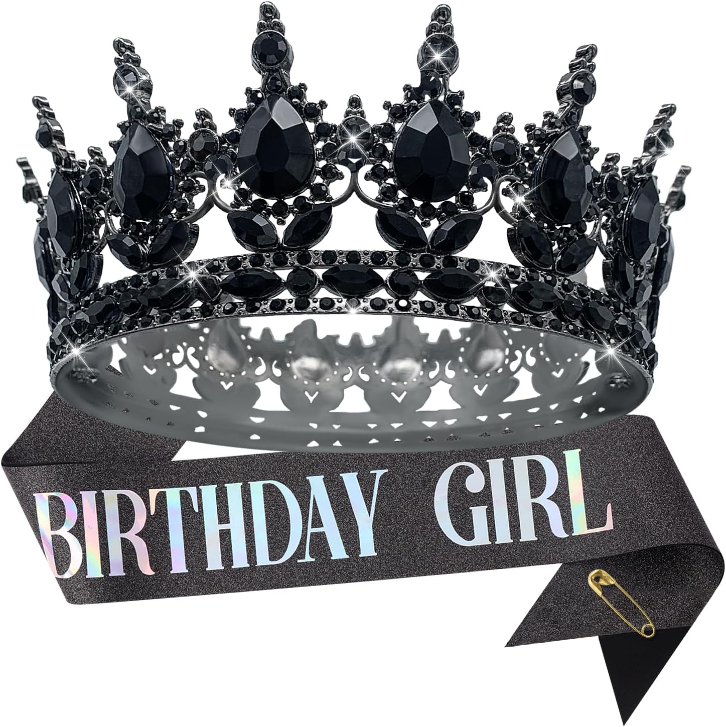 YOUlDIANZI Birthday Crowns for Women, Rose-Gold Birthday Girl Sash & Birthday Tiara for Women Set, Princess Rhinestone Birthday Girl Headband Birthday Gifts for Women, Sweet Happy Birthday Accessories