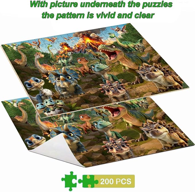 Rompecabezas dinosaurio 200 piezas para niños 6-12 años miniatura 5
