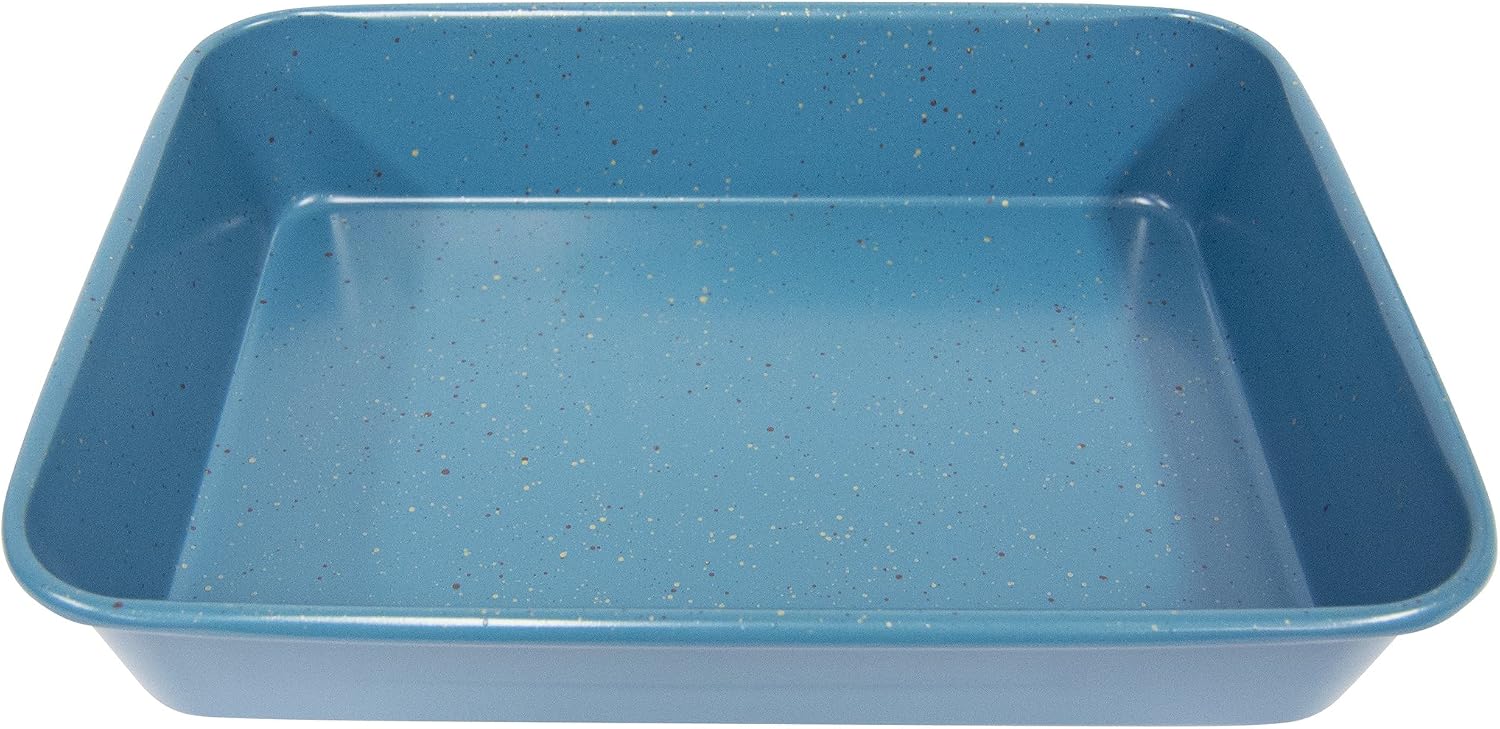 casaWare Toaster Oven Deep Baking Pan 10 x 7 x 2-inch Ceramic Coated Non-Stick (Blue Granite)