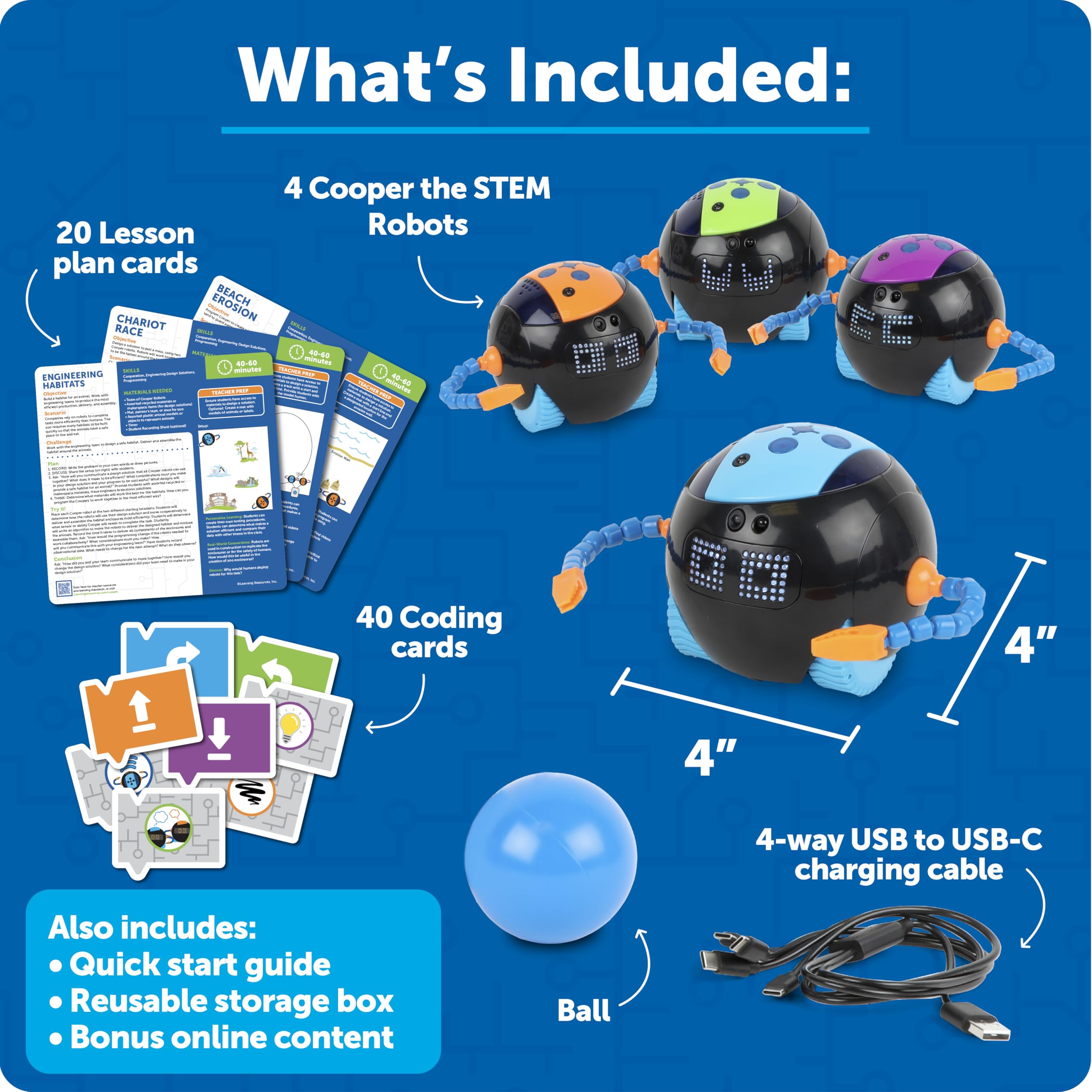 Learning Resources Robot Cooper STEMBot – Zestaw Klasowy, Programowanie i Kodowanie, Dzieci 5-10 Lat