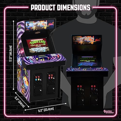 Miniatura 2 de Numskull quarter arcades TMNT Turtles in Time Edición Coleccionista Mini Arcade - Réplica de madera auténtica a escala 14, ROM original, batería