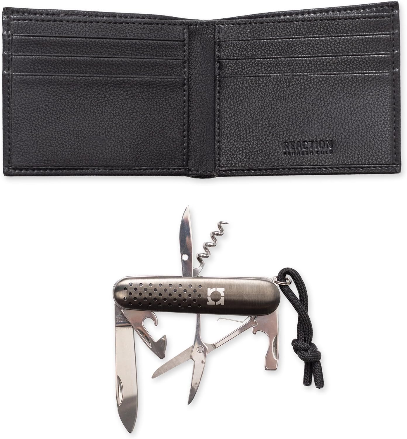 Kenneth Cole REACTION Men's Minimalist Slimfold Wallet with Multi-Tool Set, Black, One size - Image 2