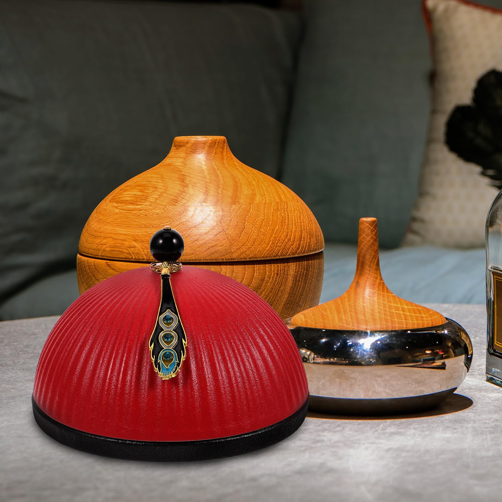 Posacenere da Tavolo in Ceramica Rosso, Piccolo Design Decorativo | Tavolo e Ufficio, Superficie Resistente All'usura, Facile da Pulire, Stile Delicato