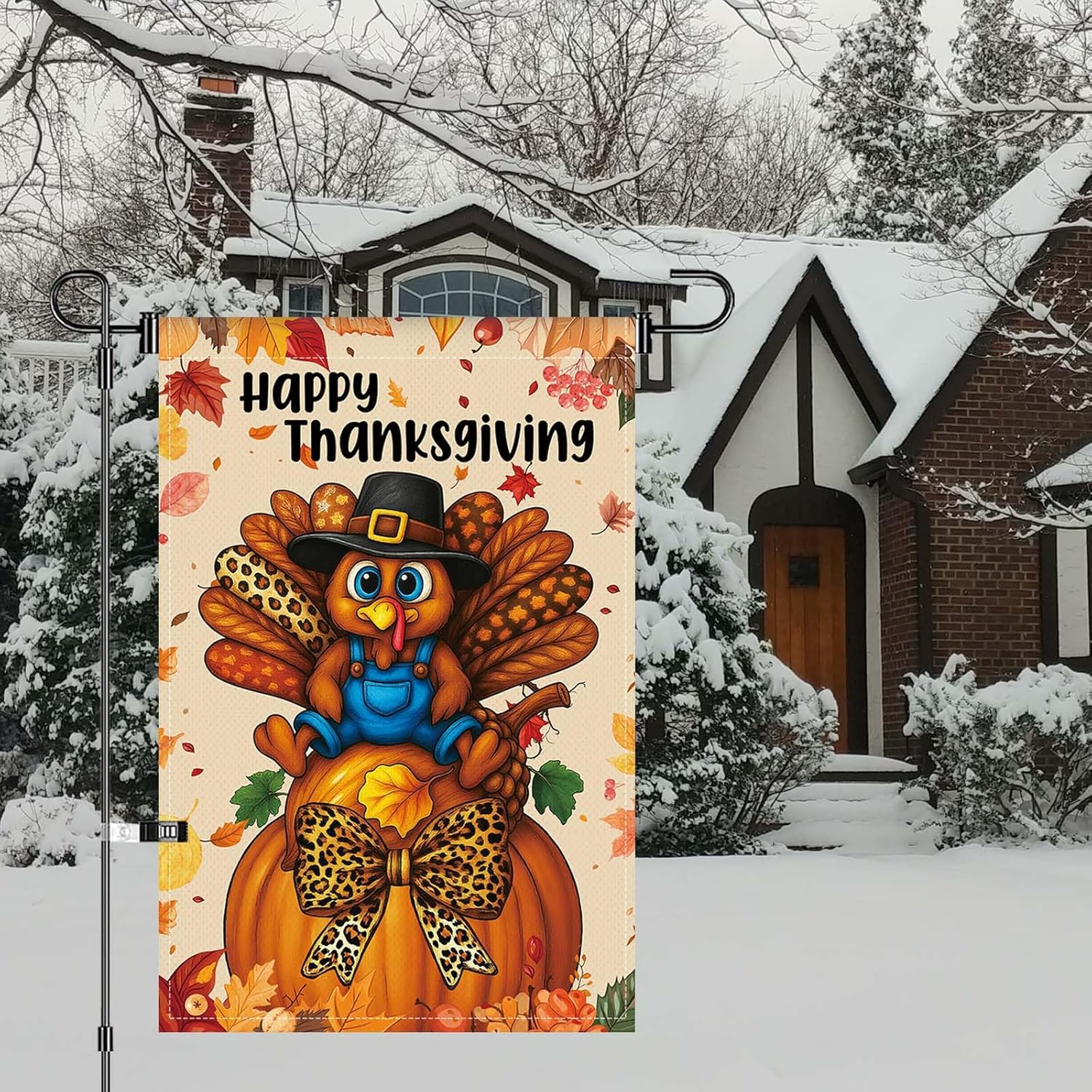 Thanksgiving Garden Flag 12x18 Inch Double Sided Happy Thanksgiving Turkey Pumpkin For Outdoor Yard Lawn Decor - Image 5