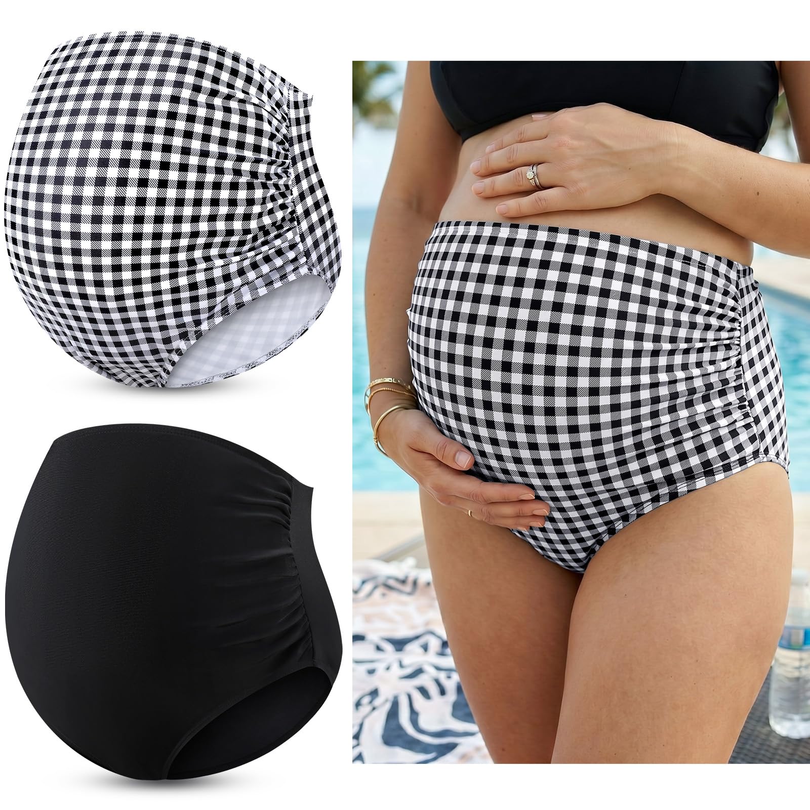 Yahenda 2 Pcs Maternity Swimsuits Bottoms High Waisted Bikini Bottom Women's Swimwear Bottoms
