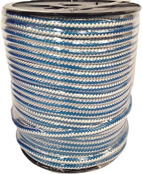 Blue Ox Rope 12 Strand Polyester Arborist 1/2 Inch by 300 Feet, Blue/White, Made in the USA