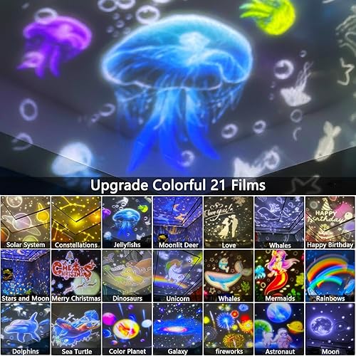 Miniatura 2 de 21 juegos de películas, proyector de luz nocturna para niños, proyector de galaxia de estrellas con rotación de 360 grados para niños, bebés, niñas,