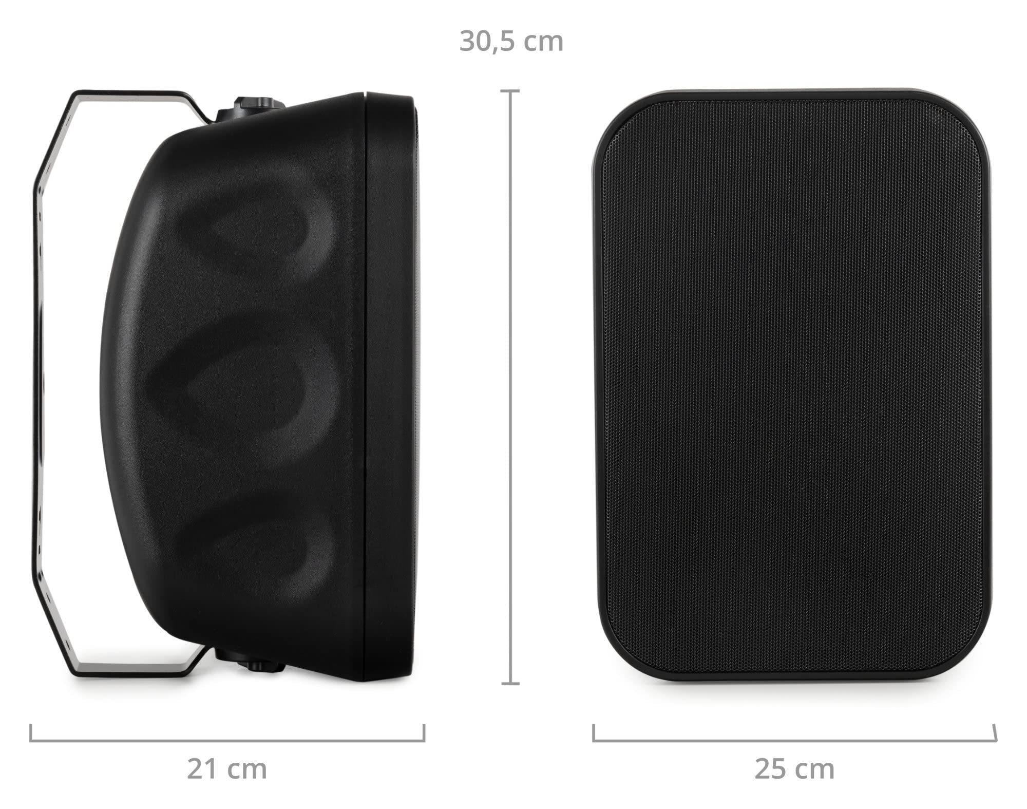 McGrey OLS-651BK Enceinte Outdoor 60 Watts Noire, Enceinte HiFi Deux Voies | Adaptée à l'extérieur, Woofer: cône en polypropylène 6, 5" (165 mm), Tweeter: 1" (25 mm) avec dôme en titane, 5 x 16, 5 cm