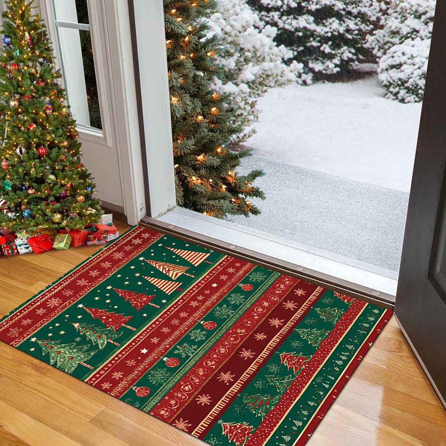 Alfombra 160x230 con Patrón Navideño,Alfombra Salón de Navidad,Alfombra Cocina Lavable de Navidad,Alfombra Comedor de Decoración Antideslizante,Alfombra Navideña 3D para el Hogar,E,80x120cm