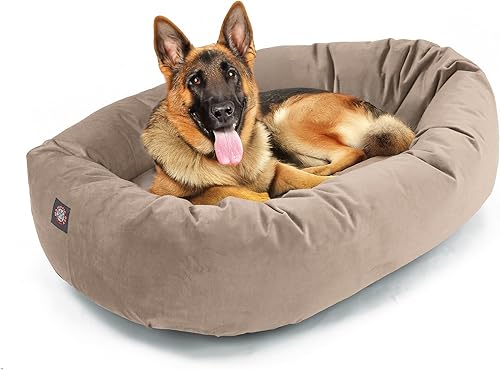 Miniatura 30 de Majestic Pet Cama para perro calmante de microterciopelo de 40 pulgadas, lavable – Acogedora cama redonda suave para perros con borde elevado para
