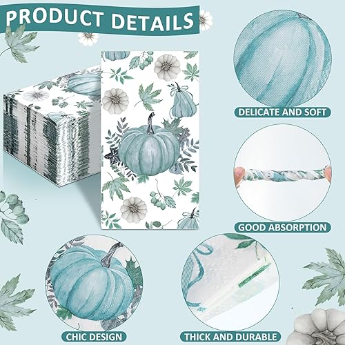 Miniatura 3 de Honoson 100 servilletas desechables de otoño de 3 capas para invitados de otoño, servilletas decorativas de Acción de Gracias, toallas de papel para