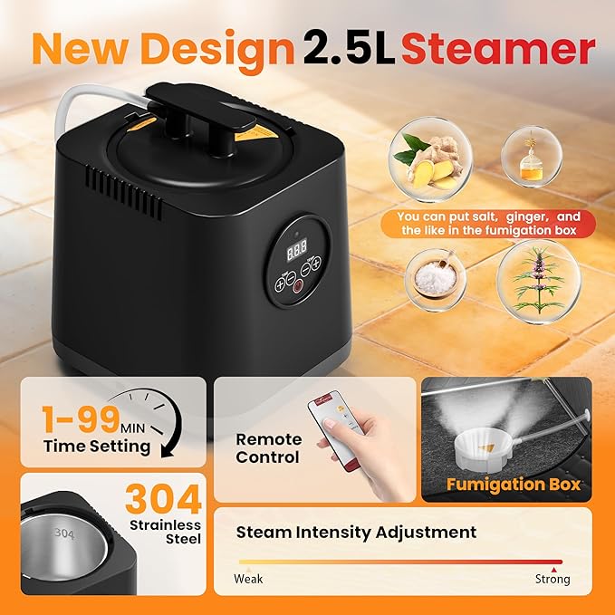 Sauna portátil Manastin con vaporizador 1200W, 3L, control remoto, 2.6x2.6x5.9 pies miniatura 4