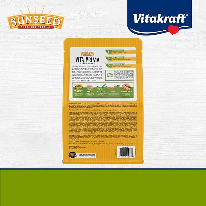 Sunseed Vitakraft Vita Prima Alimento Hámster Enano 2 lb Bolsa miniatura 7