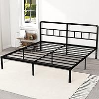 Vista 14 de Marcos de cama individual con cabecera de 18 pulgadas, plataforma metálica, base de colchón de listones de acero resistente, no requiere somier