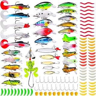 Fishing Lures Kit,Topwater Popper Crankbait Surface Fishing Lures,Internal Weighted Gravity Ball 3D Eyes Treble Hooks, Soft Lures Accessories for Bass Trout, All Waters Freshwater Saltwater