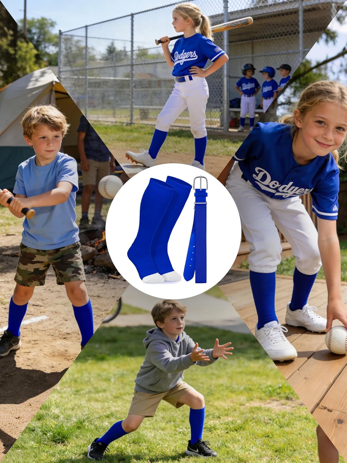 Baseball Socks and Belt Combo Youth Boys Softball Football Socks and Elastic Baseball Belts for Boys Girls - Image 6