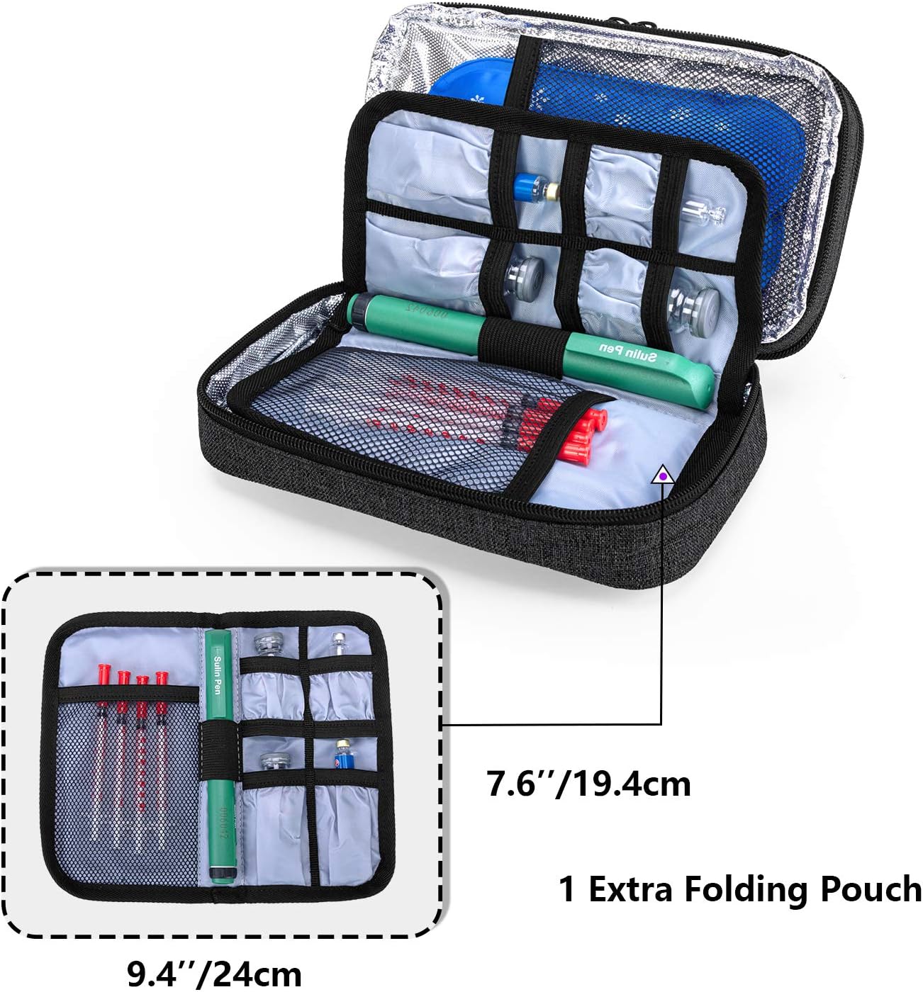 Yarwo Insulin Cooler Travel Case, Double-Layer Diabetic Travel Case with 4 Ice Packs - Image 4