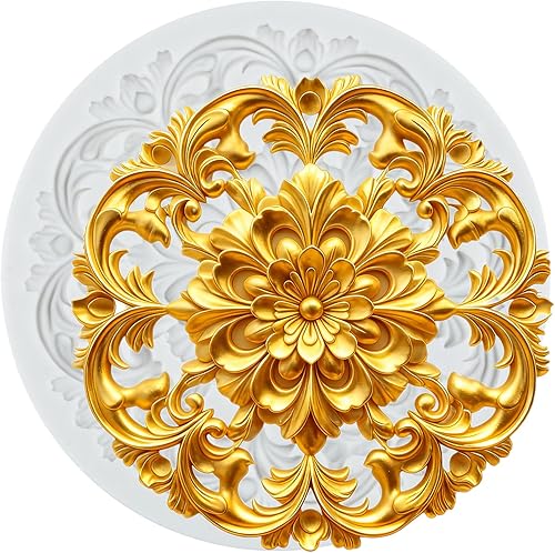 Vista 20 de Moldes de silicona estilo barroco con espirales, moldes de encaje, moldes de flores en relieve, molde de filigrana para decoración de pastel Estilo a