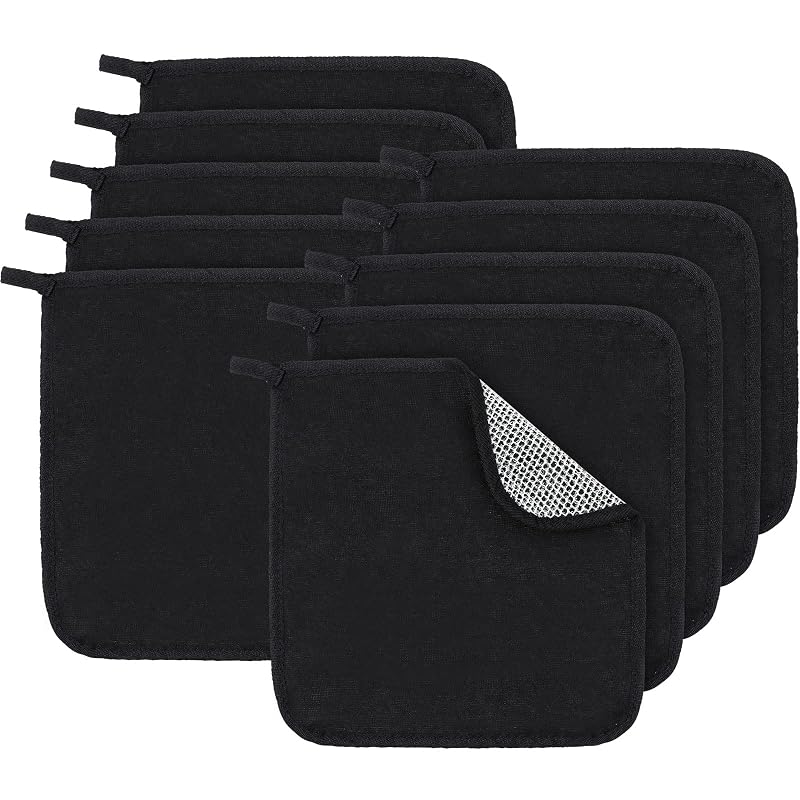 Esponjas de banho esfoliantes Tudomro dupla face pretas, 10 unidades, 25,4 cm x 25,4 cm