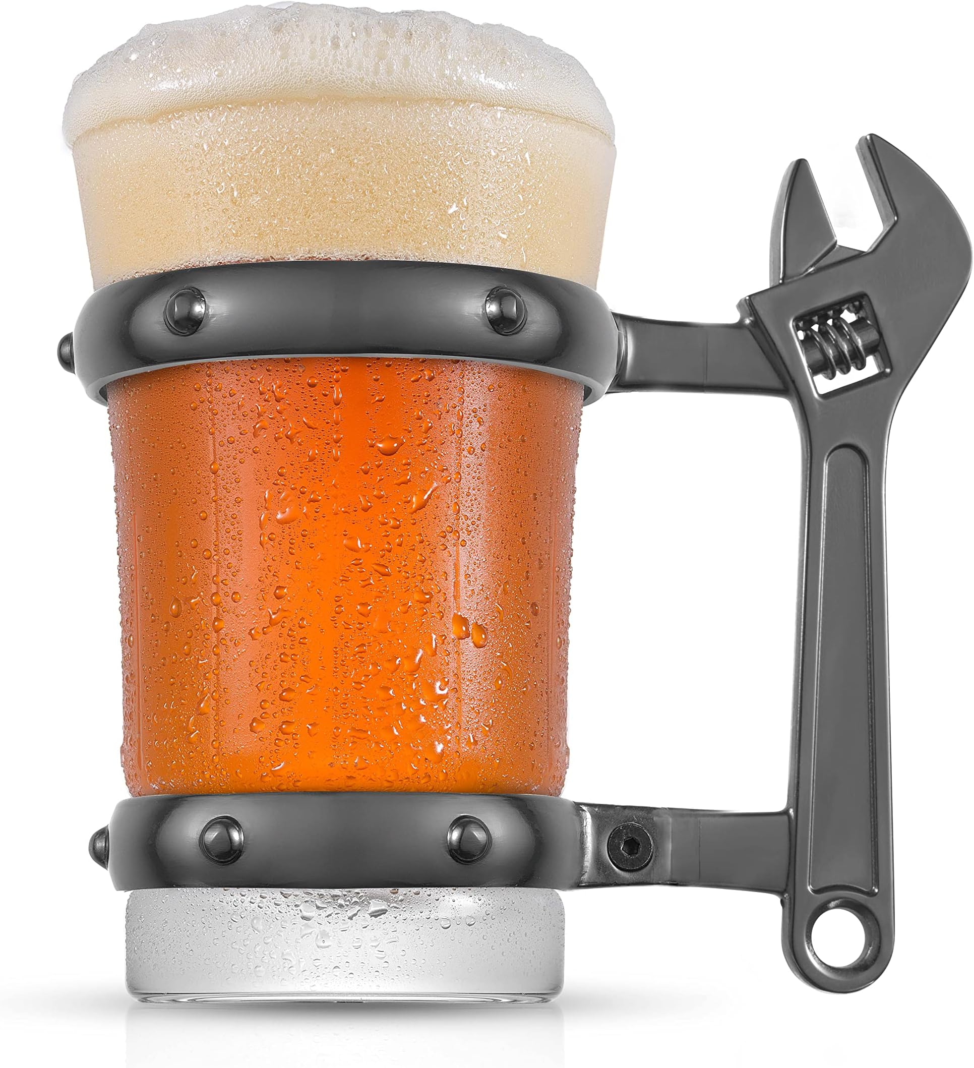 JoyJoltCrescent Wrench Beer Glass Mug (17 oz) Novelty Gifts for Men Who Have Everything. New Tools Beer Mug, Beer Gifts For Men, Pint Glasses and Unique Mugs for Mechanics, Dad, Husband and BF