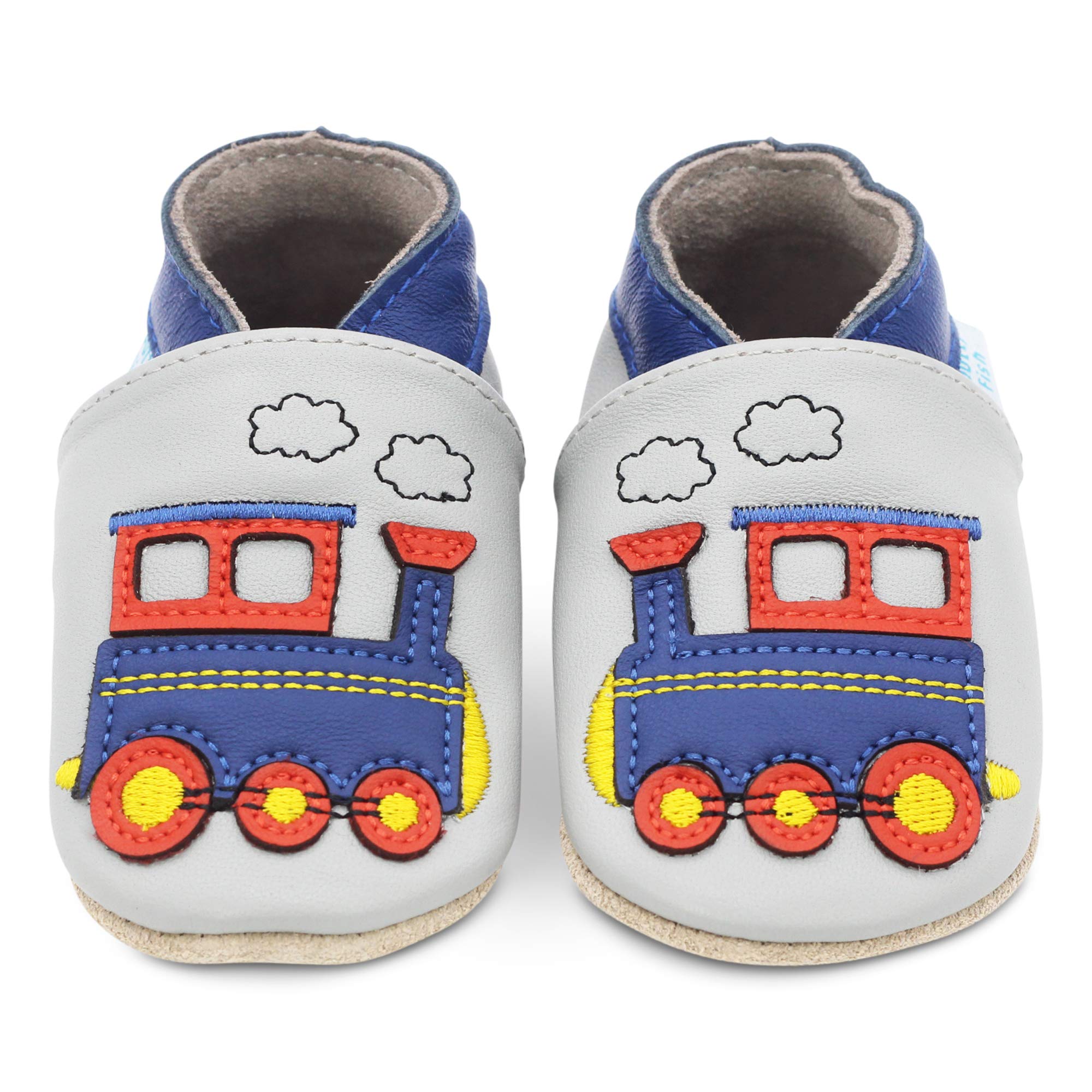 Dotty Fish Scarpe in Pelle Barefoot per Bambini, Antiscivolo, Primi Passi | Suola morbida, leggera, flessibile, traspirante, ampia zona delle dita