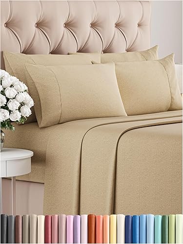 Vista 467 de Juego de sábanas Split King de 7 piezas, sábanas transpirables y refrescantes, sábanas de hotel, bolsillos profundos, ajuste fácil, suaves y sin