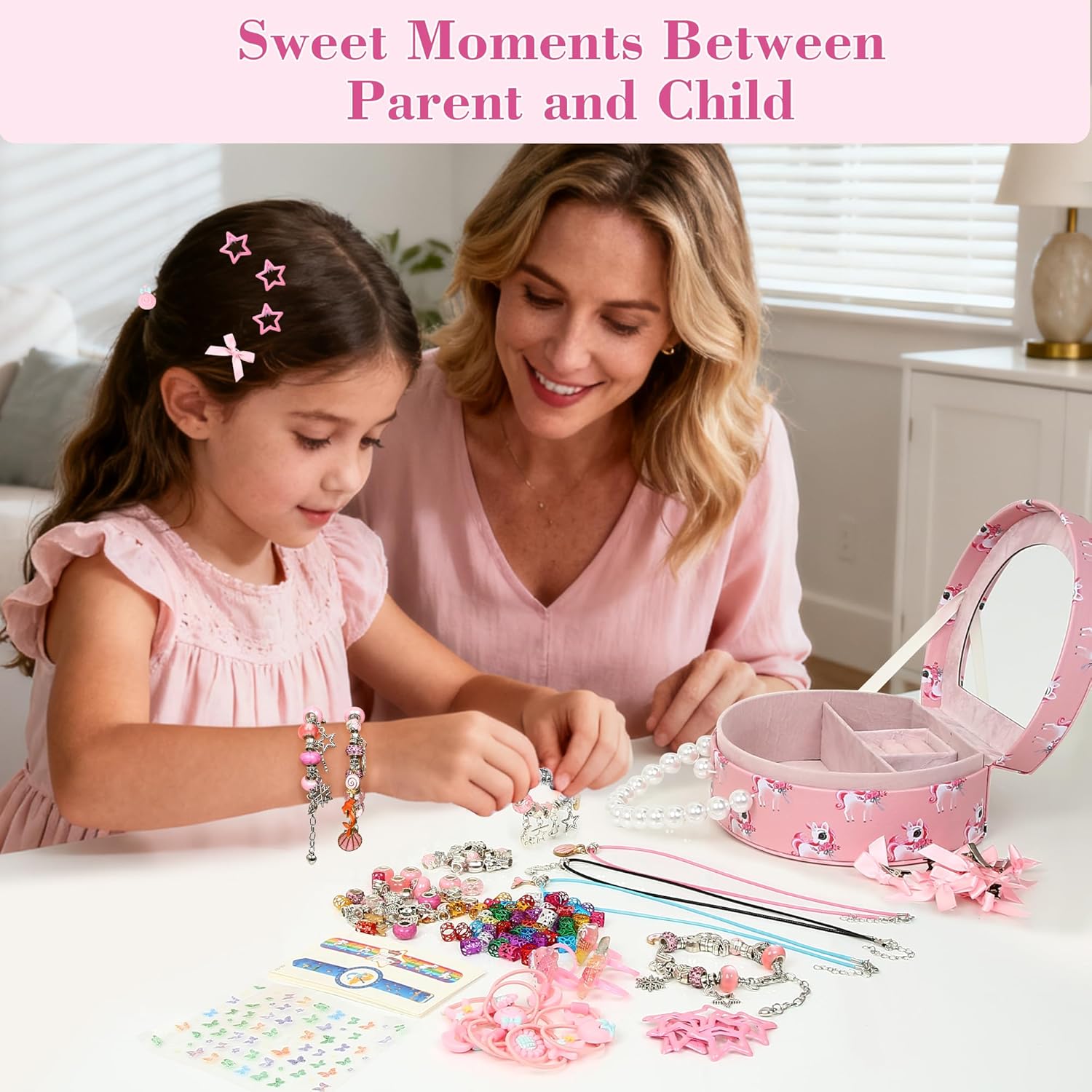 FVUUKOSIIT Bracelet Making Kit - 242 Pcs DIY Jewelry Making Kit, Christmas Gifts Toy for Girls Kids Toys Crafts for Gril Ages 4 5 6 7 8 12 with Big Size Portable Gift Box, Boosts Creativity (Red) - Image 7