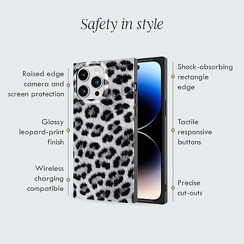 Miniatura 3 de Cocomii Funda cuadrada para iPhone 12 Pro Max, diseño de animal cuadrado, delgada, ligera, brillante, estampado de leopardo blanco y negro, funda de