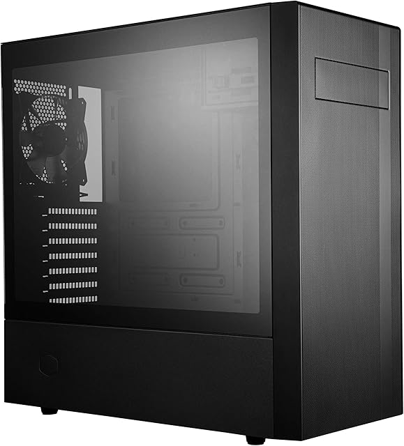 Cooler Master MasterBox NR600 obudowa ATX Mid-Tower PC z panelem bocznym ze szkła hartowanego, wiele konfiguracji przepływu powietrza, 2 x 120 mm wstępnie zainstalowane wentylatory, zarządzanie