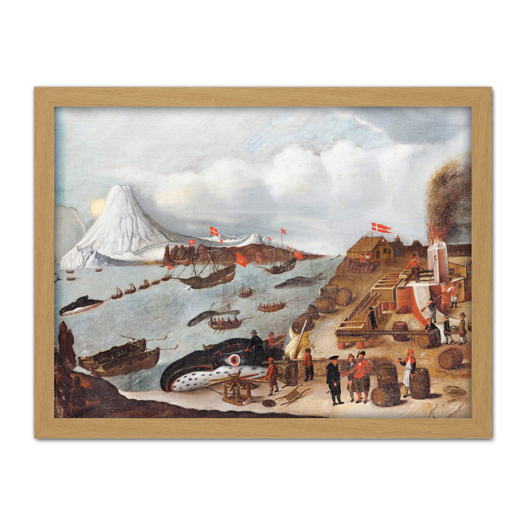 Abraham Speeck Danish Whaling Station Large Framed Art Print Poster Wall Decor 18x24